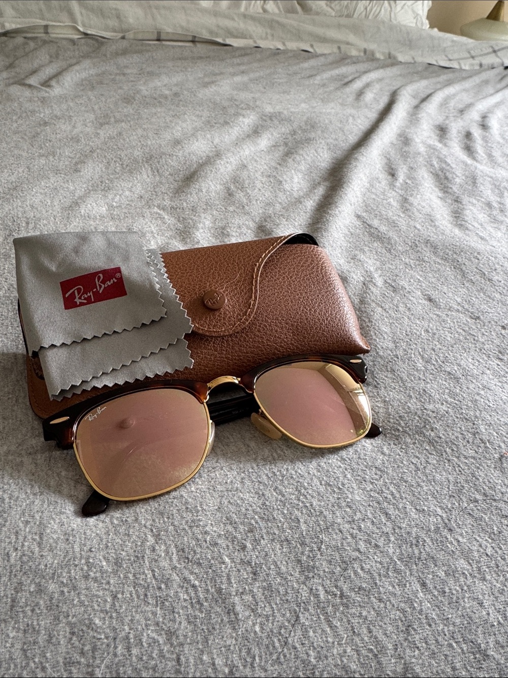 Ray-Ban Brown Tortoise Frame with Gold Trim and Pink Mirrored Lenses Sunglasses
